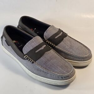COLE HAAN Men's Gray Nantucket Canvas Penny Loafer Slip On Size 9M Preppy Casual
